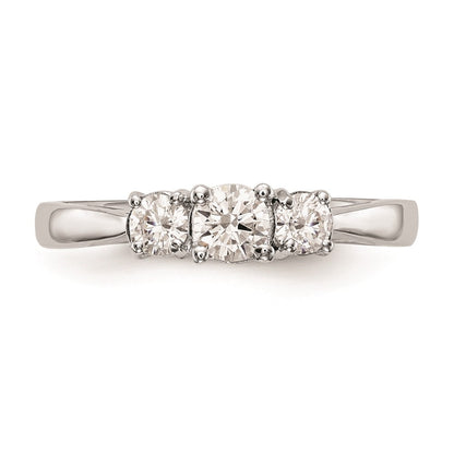 0.33ct. CZ Solid Real 14K White Gold 3-Stone Engagement Ring