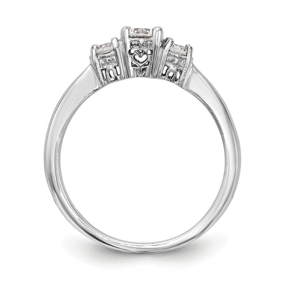 0.33ct. CZ Solid Real 14K White Gold 3-Stone Engagement Ring