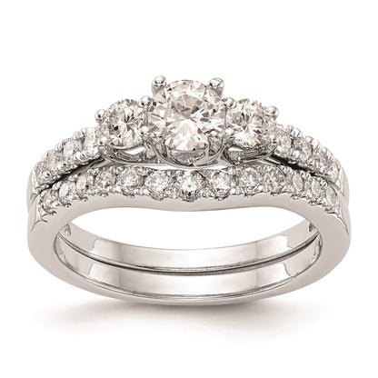 0.33ct. CZ Solid Real 14K White Gold 3-Stone Engagement Ring