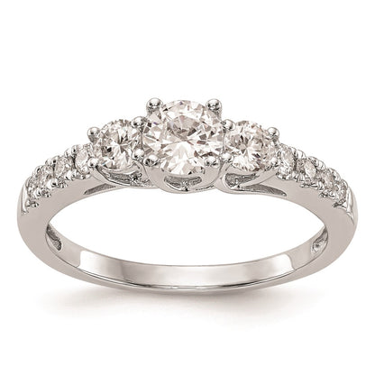 0.33ct. CZ Solid Real 14K White Gold 3-Stone Engagement Ring