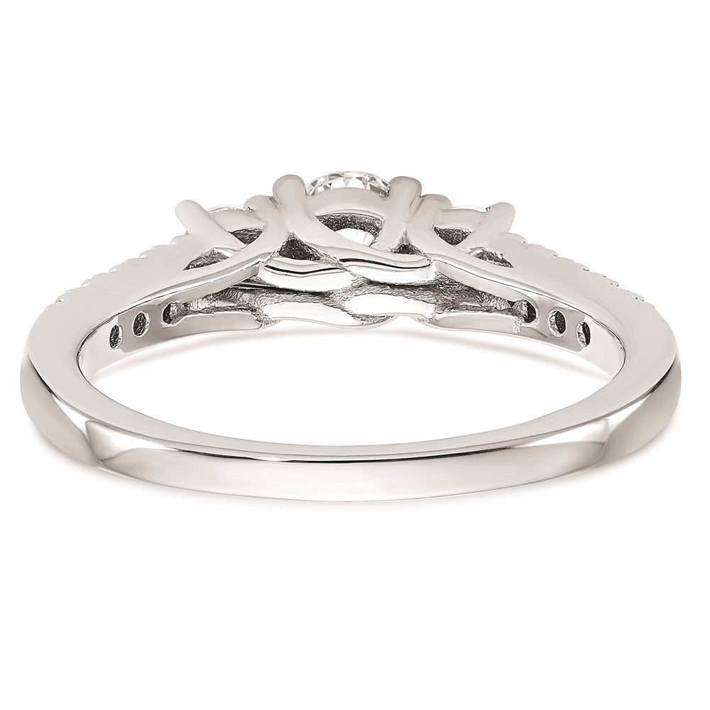 0.33ct. CZ Solid Real 14K White Gold 3-Stone Engagement Ring