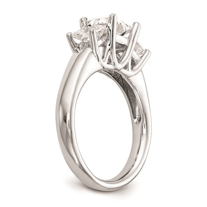 0.16ct. CZ Solid Real 14K White Gold 3-Stone Engagement Ring