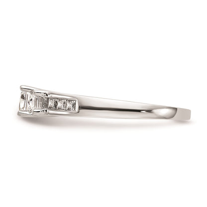 0.33ct. CZ Solid Real 14K White Gold 3-Stone Engagement Ring