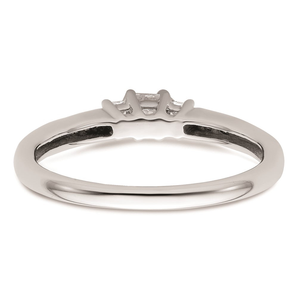 0.16ct. CZ Solid Real 14K White Gold 3-Stone Engagement Ring