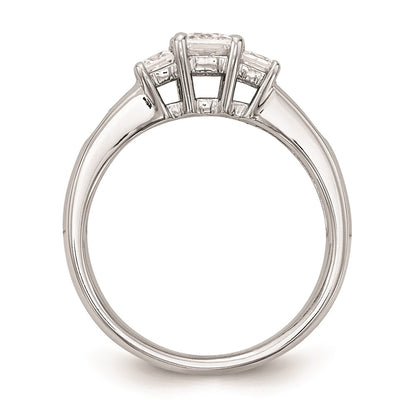 0.33ct. CZ Solid Real 14K White Gold 3-Stone Engagement Ring