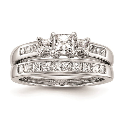 0.33ct. CZ Solid Real 14K White Gold 3-Stone Engagement Ring