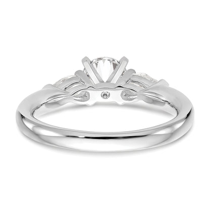 0.30ct. CZ Solid Real 14K White Gold 3-Stone Peg Set Engagement Ring