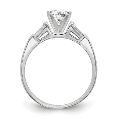 0.27ct. CZ Solid Real 14K White Gold 3-Stone Peg Set Semi mount Engagement Ring