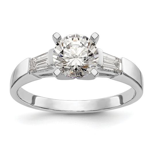 0.27ct. CZ Solid Real 14K White Gold 3-Stone Peg Set Semi mount Engagement Ring