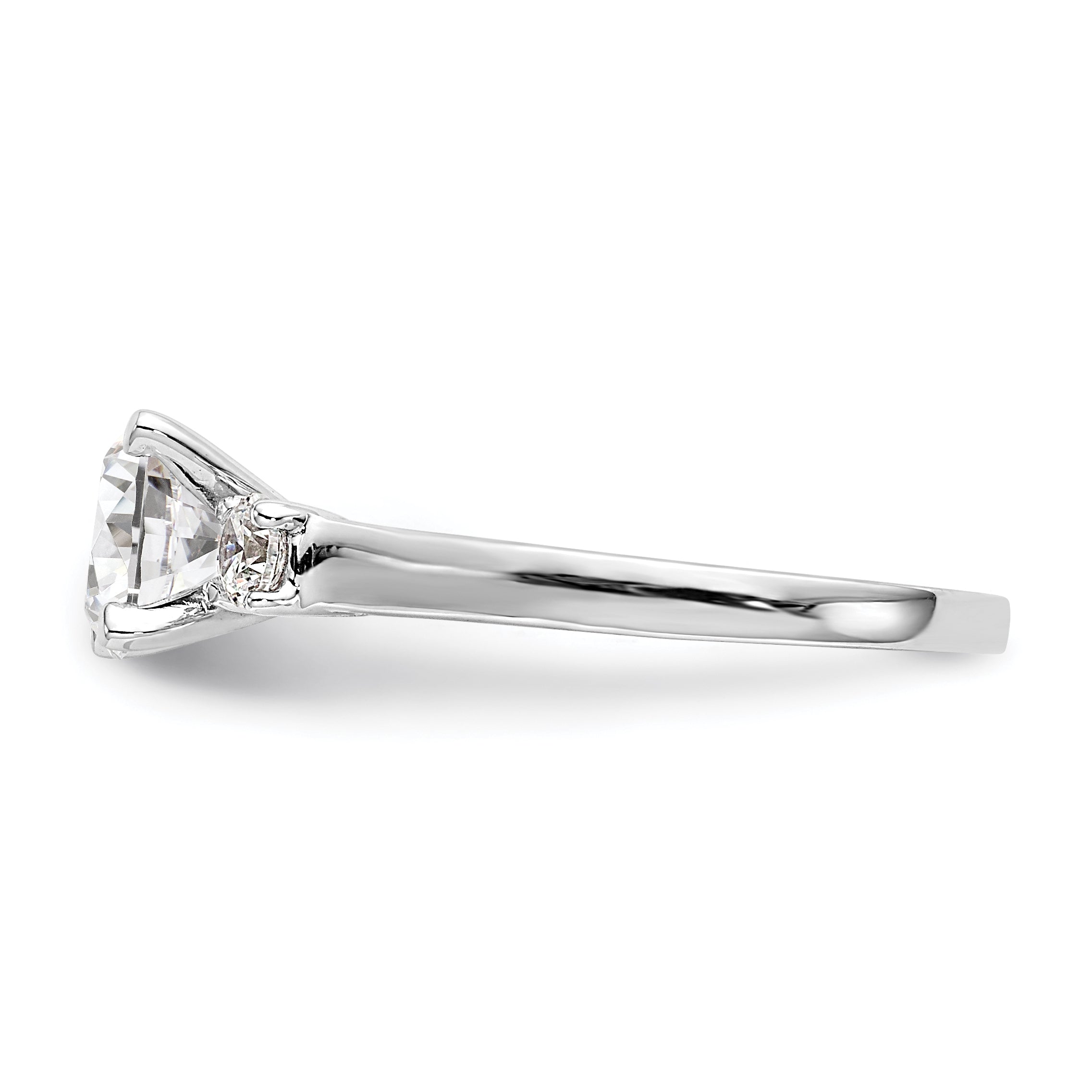 0.20ct. CZ Solid Real 14K White Gold 3-Stone Peg Set Engagement Ring