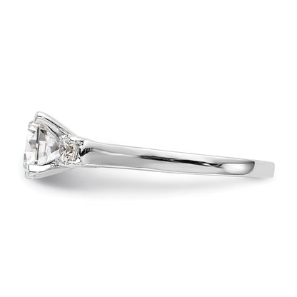 0.20ct. CZ Solid Real 14K White Gold 3-Stone Peg Set Engagement Ring
