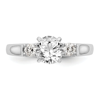 0.20ct. CZ Solid Real 14K White Gold 3-Stone Peg Set Engagement Ring