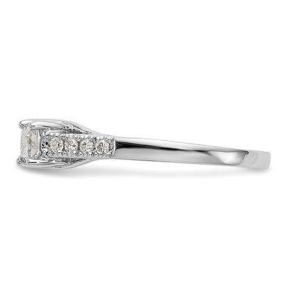 0.33ct. CZ Solid Real 14K White Gold 3-Stone Peg Set Engagement Ring