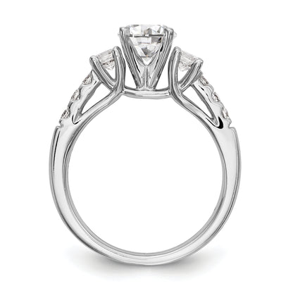 0.48ct. CZ Solid Real 14K White Gold 3-Stone Peg Set Engagement Ring