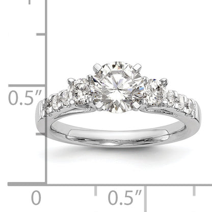 0.48ct. CZ Solid Real 14K White Gold 3-Stone Peg Set Engagement Ring