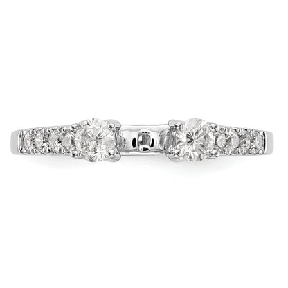 0.47ct. CZ Solid Real 14K White Gold 3-Stone Peg Set Engagement Ring