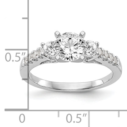 0.47ct. CZ Solid Real 14K White Gold 3-Stone Peg Set Engagement Ring
