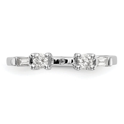 0.18ct. CZ Solid Real 14K White Gold 3-Stone Peg Set Engagement Ring
