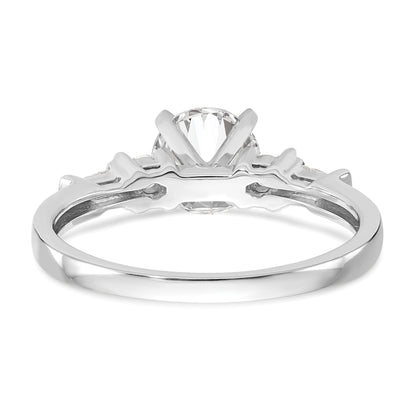 0.18ct. CZ Solid Real 14K White Gold 3-Stone Peg Set Engagement Ring