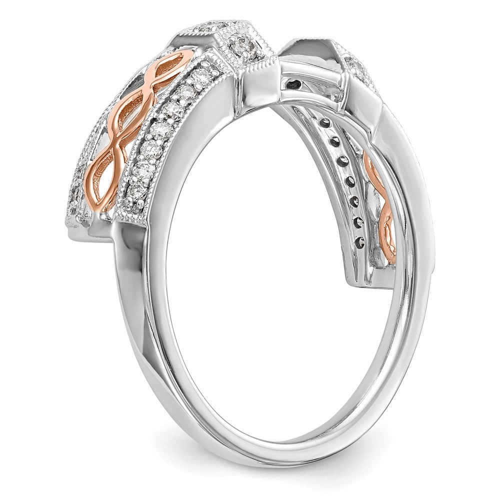 14K White Gold & Rose Gold Real Diamond Wrap