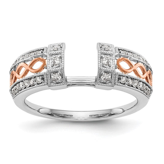0.26ct. CZ Solid Real 14K White Gold & Rose Gold WrapRing
