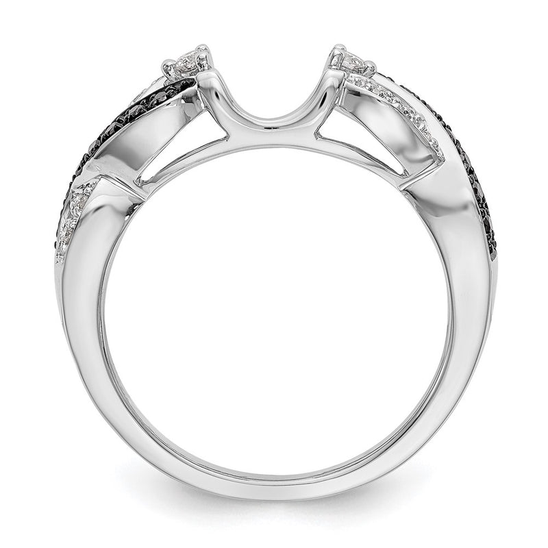 14K White Gold Black & White Real Diamond Wrap