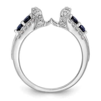 14K White Gold Real Diamond w/Sapphire Wrap