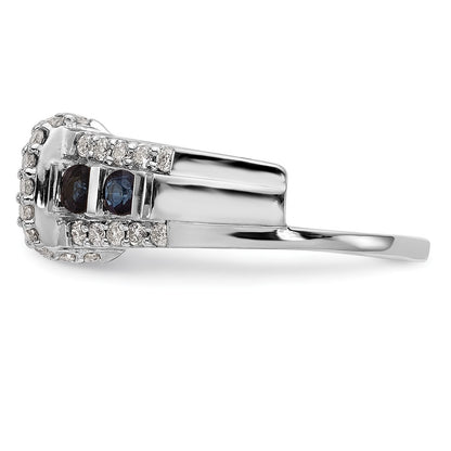 14K White Gold Real Diamond w/Sapphire Wrap