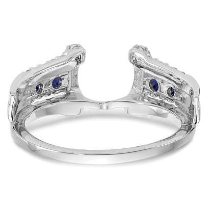 14K White Gold Real Diamond w/Sapphire Wrap