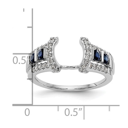 14K White Gold Real Diamond w/Sapphire Wrap