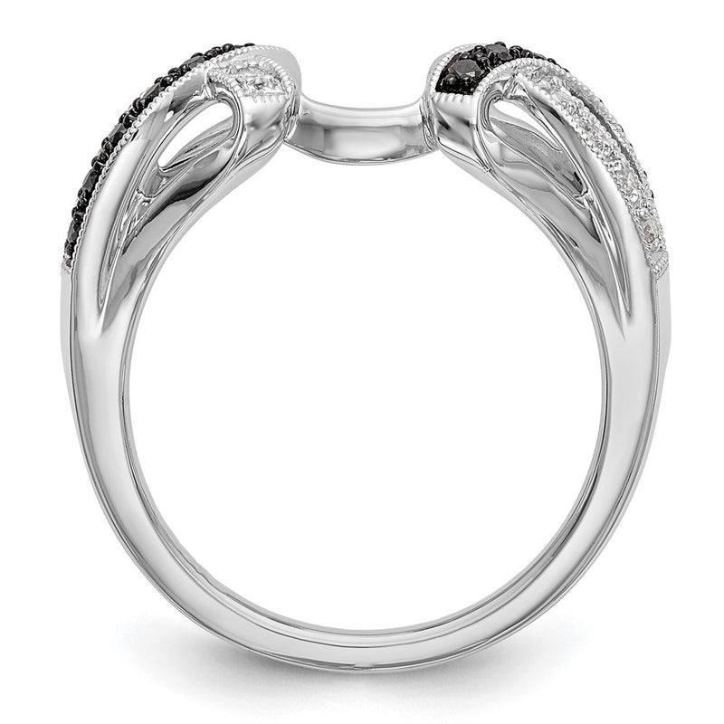 14K White Gold Black & White Real Diamond Wrap