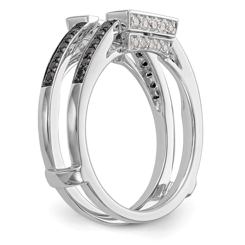 14K White Gold Black & White Real Diamond Guard