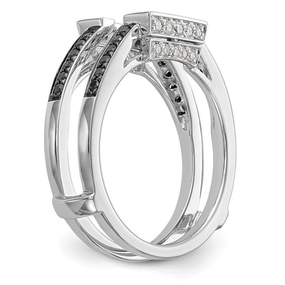14K White Gold Black & White Real Diamond Guard