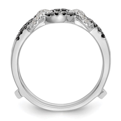 14K White Gold Black & White Real Diamond Guard