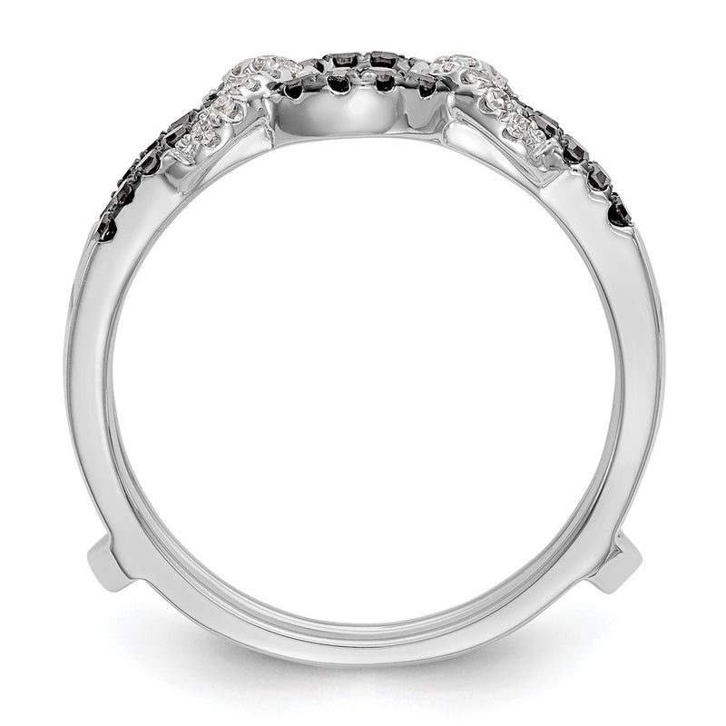 14K White Gold Black & White Real Diamond Guard