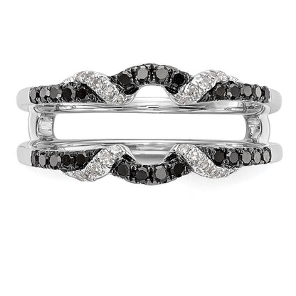 14K White Gold Black & White Real Diamond Guard