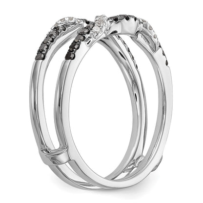 14K White Gold Black & White Real Diamond Guard