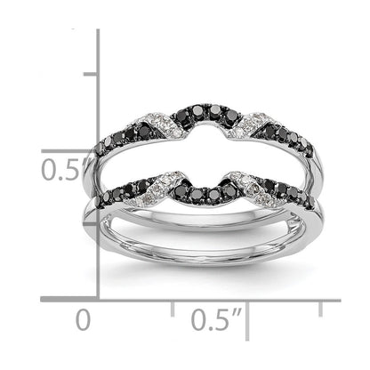 14K White Gold Black & White Real Diamond Guard