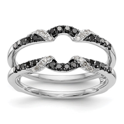 14K White Gold Black & White Real Diamond Guard