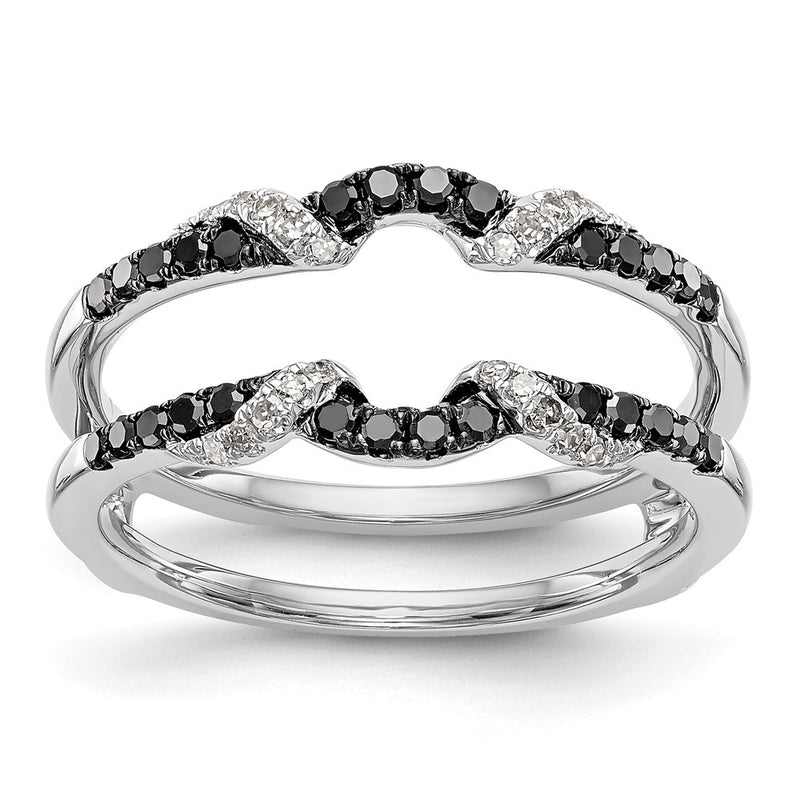 14K White Gold Black & White Real Diamond Guard