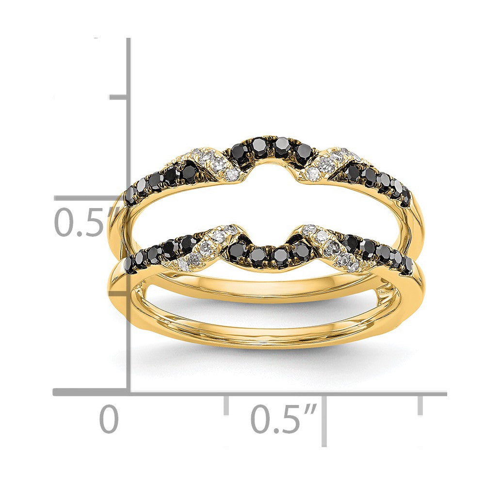 14K Yellow Gold Black & White Real Diamond Guard