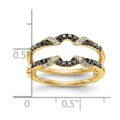 14K Yellow Gold Black & White Real Diamond Guard