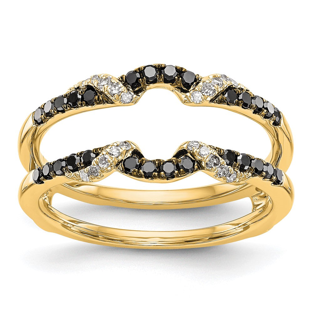 14K Yellow Gold Black & White Real Diamond Guard