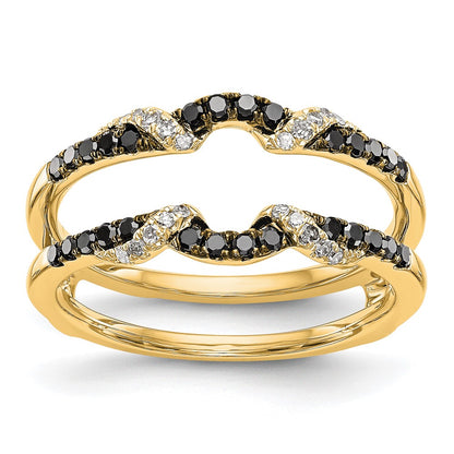 14K Yellow Gold Black & White Real Diamond Guard