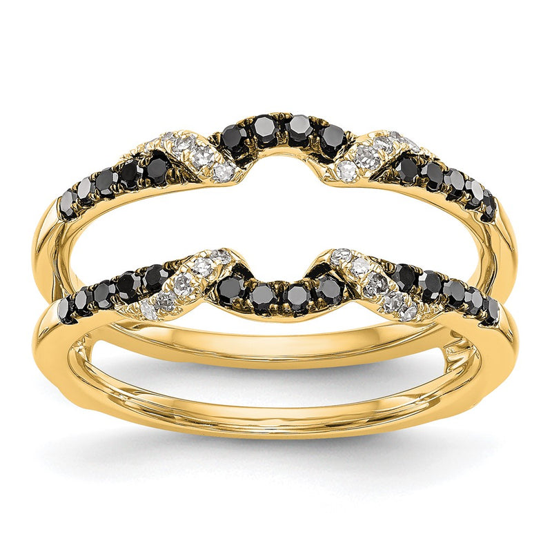 14K Yellow Gold Black & White Real Diamond Guard