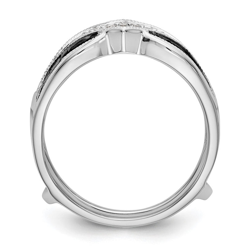 14K White Gold Black & White Real Diamond Guard