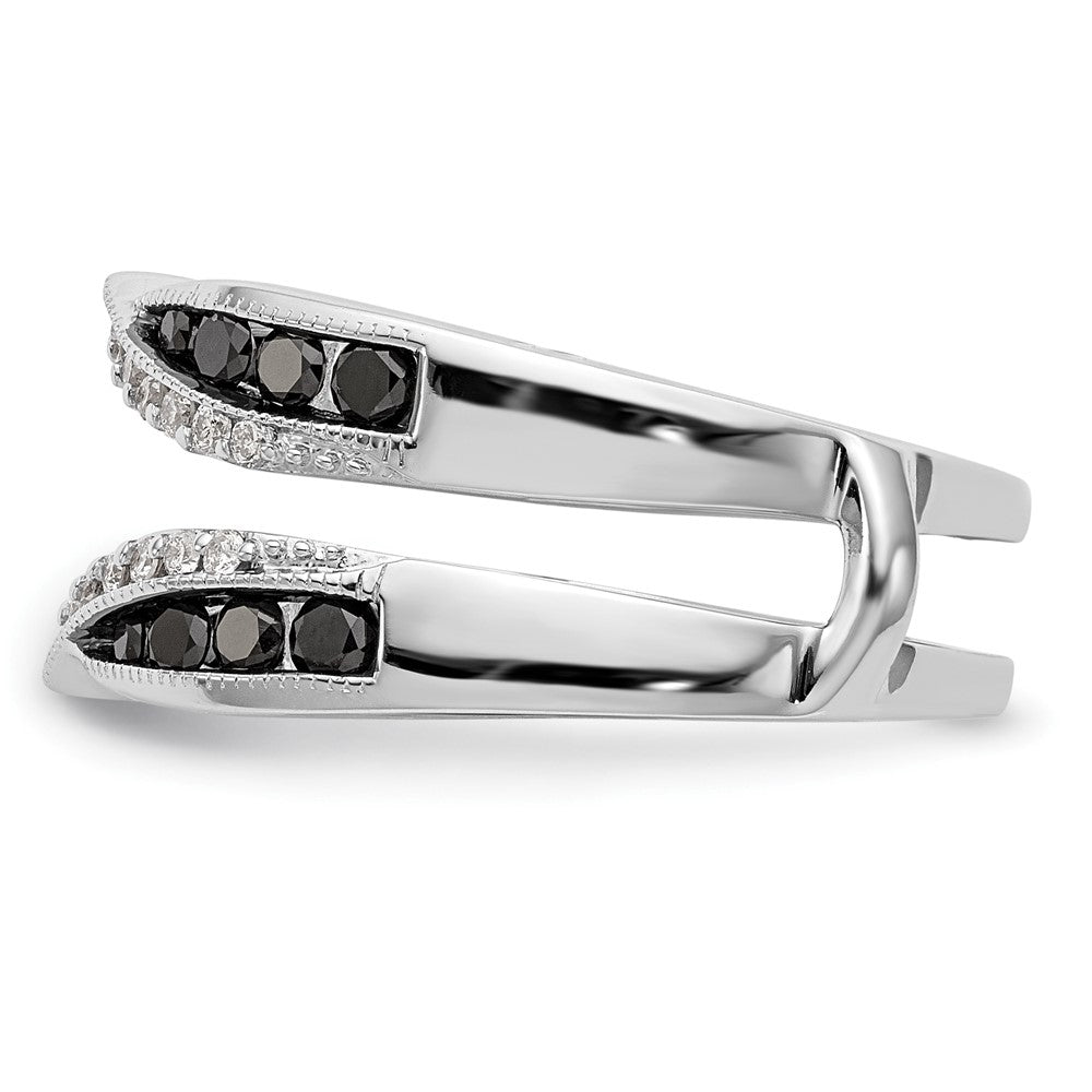 14K White Gold Black & White Real Diamond Guard