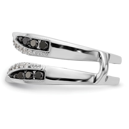 14K White Gold Black & White Real Diamond Guard