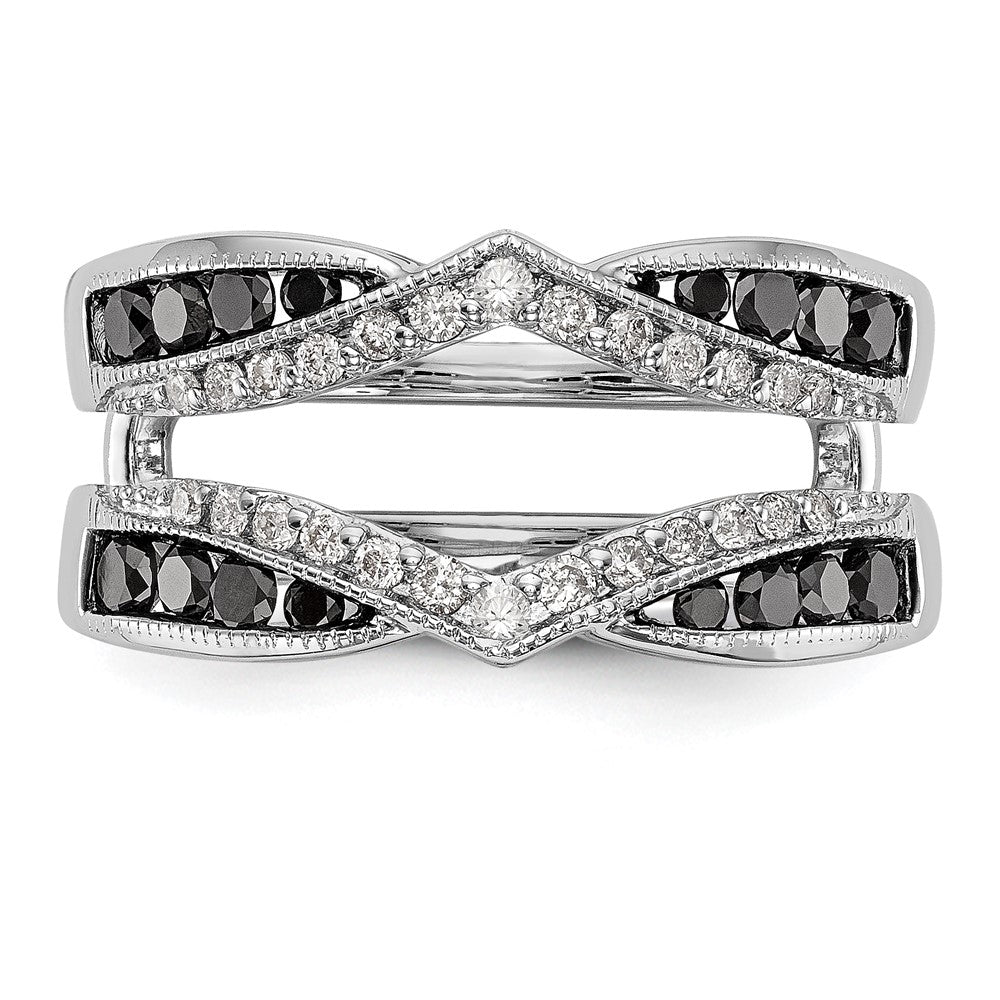 14K White Gold Black & White Real Diamond Guard
