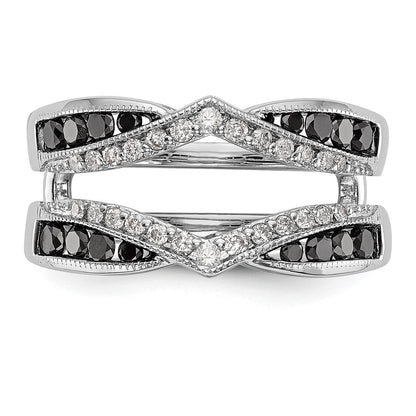 14K White Gold Black & White Real Diamond Guard